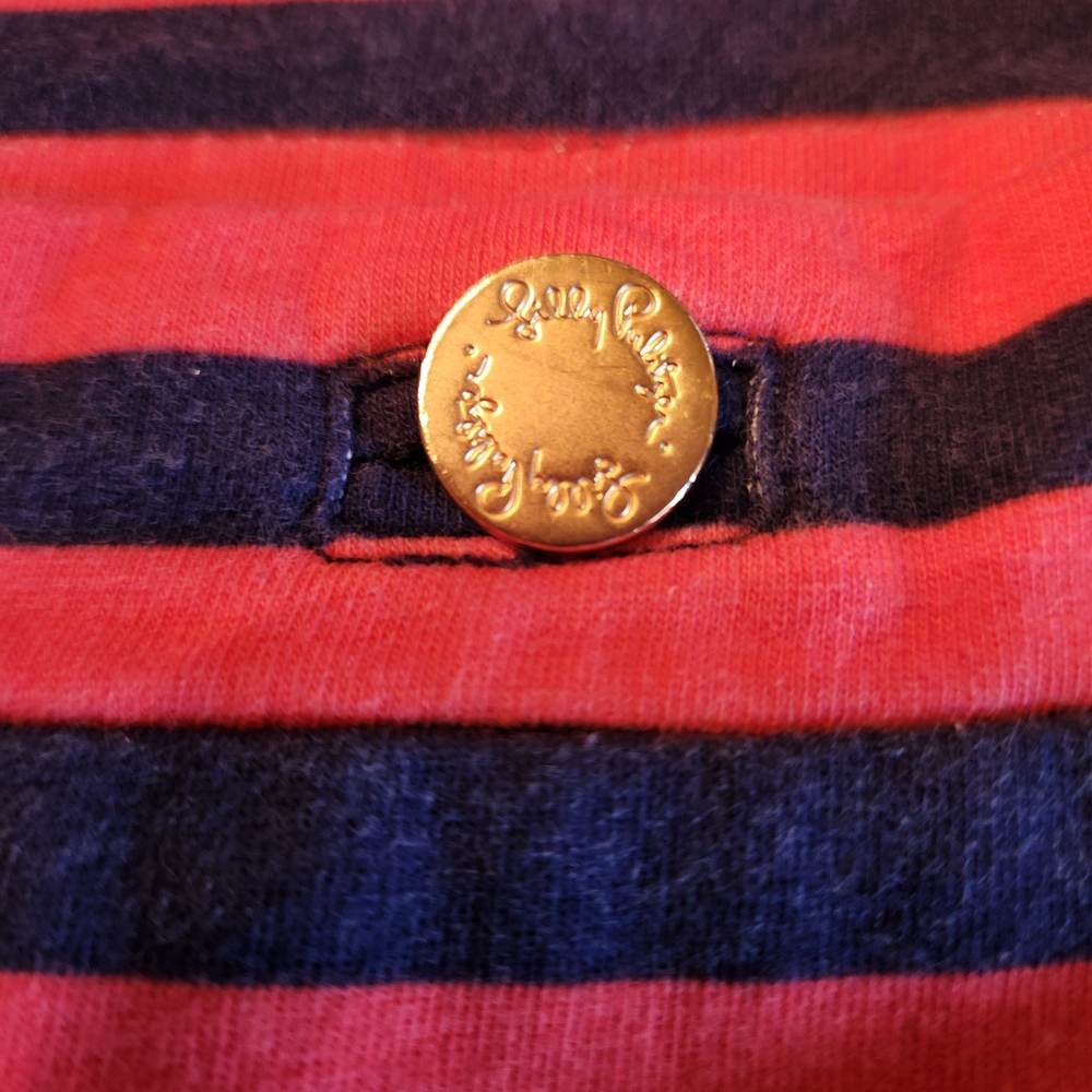 Lilly Pulitzer Charlene Pink And Navy Striped Long Sleeve Dress XS - Picture 8 of 8